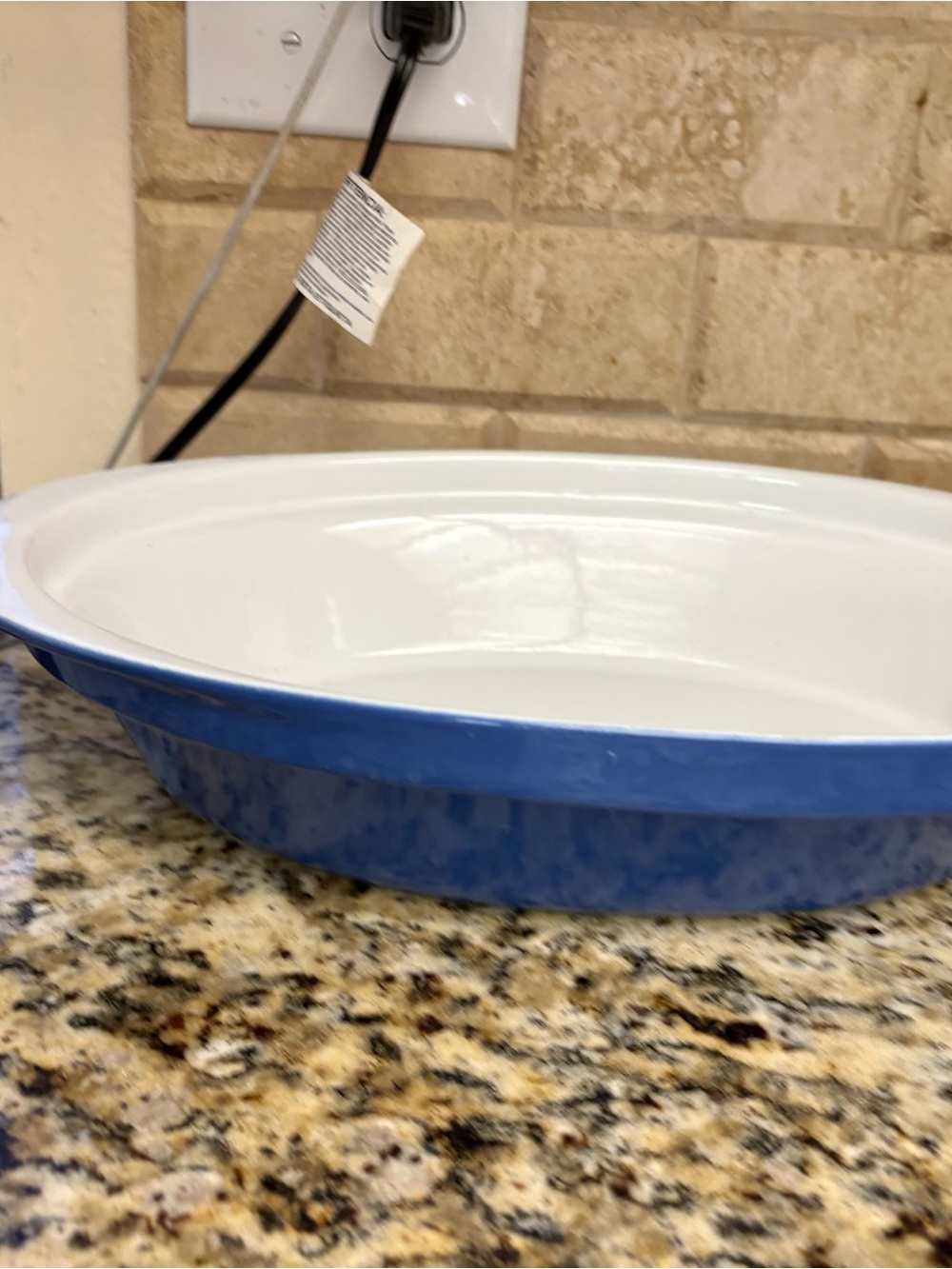 Blue Ceramic Serving Dish with White Interior - Unbranded